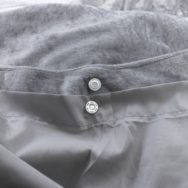 Velvet Duvet Cover Set Crystal | Grey | Single - 140cm (W) x 220cm (L) - The Bedding & Blankets Store