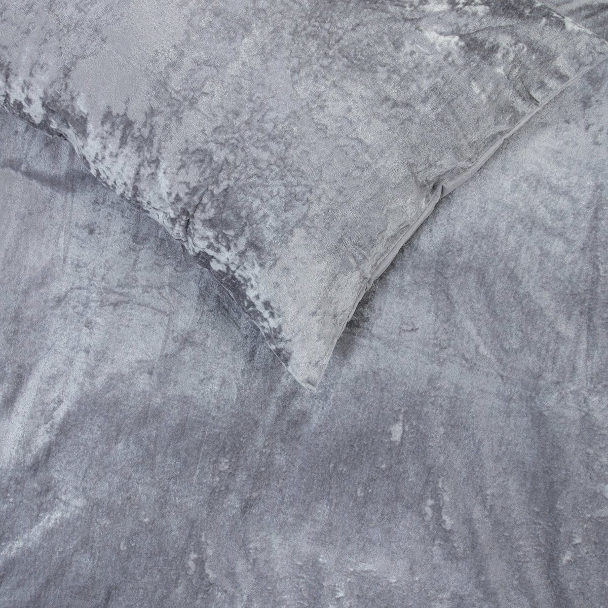 Velvet Duvet Cover Set Crystal | Grey | Single - 140cm (W) x 220cm (L) - The Bedding & Blankets Store