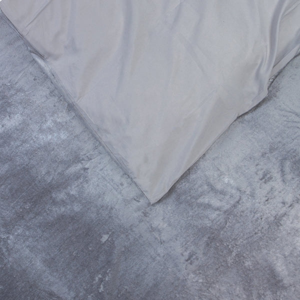 Velvet Duvet Cover Set Crystal | Grey | Single - 140cm (W) x 220cm (L) - The Bedding & Blankets Store