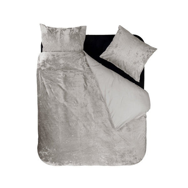 Velvet Duvet Cover Set Crystal | Sand | Single - 140cm (W) x 220cm (L) - The Bedding & Blankets Store
