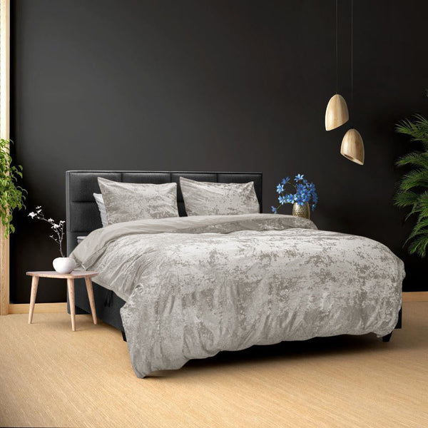 Velvet Duvet Cover Set Crystal | Sand | Single - 140cm (W) x 220cm (L) - The Bedding & Blankets Store