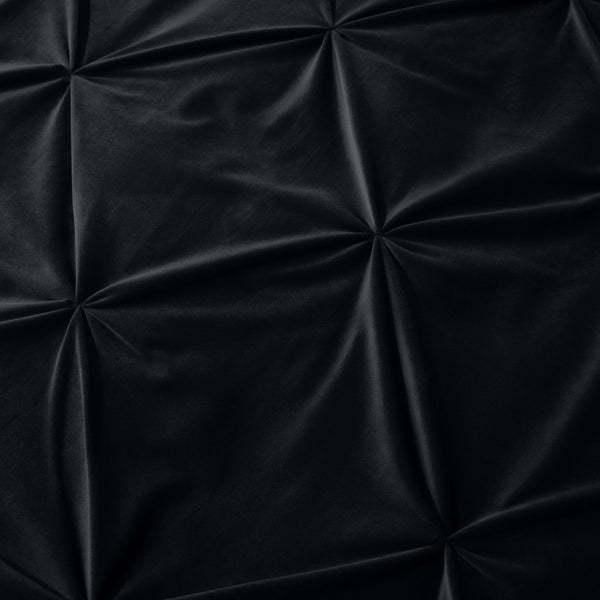 Velvet Duvet Cover Set Pintuck | Black | Double - 200cm (W) x 220cm (L) - The Bedding & Blankets Store