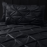 Velvet Duvet Cover Set Pintuck | Black | Double - 200cm (W) x 220cm (L) - The Bedding & Blankets Store