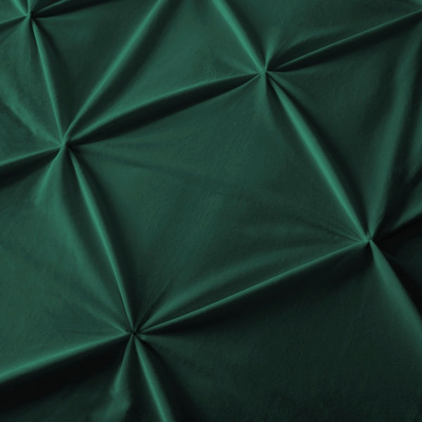 Velvet Duvet Cover Set Pintuck | Green | Double - 200cm (W) x 220cm (L) - The Bedding & Blankets Store