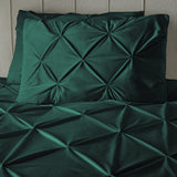 Velvet Duvet Cover Set Pintuck | Green | Double - 200cm (W) x 220cm (L) - The Bedding & Blankets Store