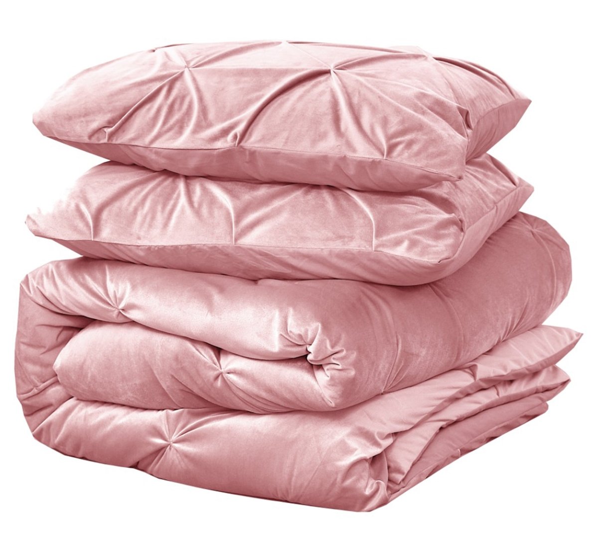 Velvet Duvet Cover Set Pintuck | Pink | Single - 140cm (W) x 220cm (L) - The Bedding & Blankets Store