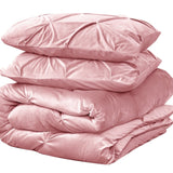 Velvet Duvet Cover Set Pintuck | Pink | Single - 140cm (W) x 220cm (L) - The Bedding & Blankets Store