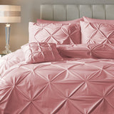 Velvet Duvet Cover Set Pintuck | Pink | Single - 140cm (W) x 220cm (L) - The Bedding & Blankets Store