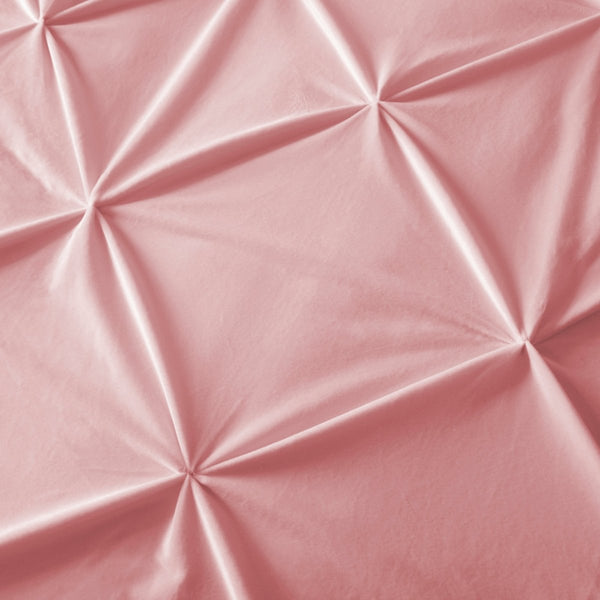 Velvet Duvet Cover Set Pintuck | Pink | Single - 140cm (W) x 220cm (L) - The Bedding & Blankets Store