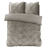Velvet Duvet Cover Set Pintuck | Sand | Double - 200cm (W) x 220cm (L) - The Bedding & Blankets Store