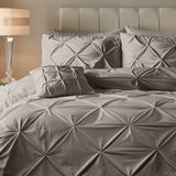 Velvet Duvet Cover Set Pintuck | Sand | Double - 200cm (W) x 220cm (L) - The Bedding & Blankets Store