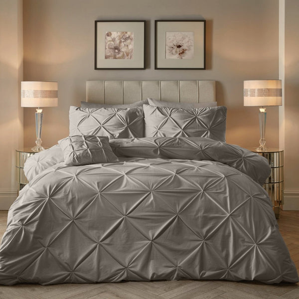 Velvet Duvet Cover Set Pintuck | Sand | Single - 140cm (W) x 220cm (L) - The Bedding & Blankets Store