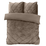 Velvet Duvet Cover Set Pintuck | Taupe | Single - 140cm (W) x 220cm (L) - The Bedding & Blankets Store