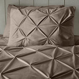 Velvet Duvet Cover Set Pintuck | Taupe | Single - 140cm (W) x 220cm (L) - The Bedding & Blankets Store