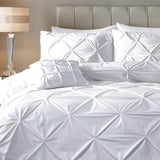 Velvet Duvet Cover Set Pintuck | White | Double - 200cm (W) x 220cm (L) - The Bedding & Blankets Store