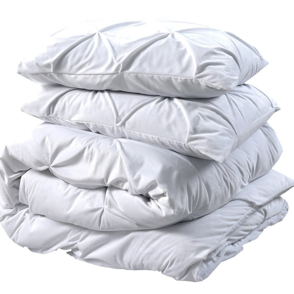 Velvet Duvet Cover Set Pintuck | White | Double - 200cm (W) x 220cm (L) - The Bedding & Blankets Store