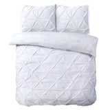 Velvet Duvet Cover Set Pintuck | White | Double - 200cm (W) x 220cm (L) - The Bedding & Blankets Store