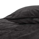 Velvet Duvet Cover Set Piping | Black | Double - 200cm (W) x 220cm (L) - The Bedding & Blankets Store