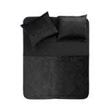 Velvet Duvet Cover Set Piping | Black | Double - 200cm (W) x 220cm (L) - The Bedding & Blankets Store