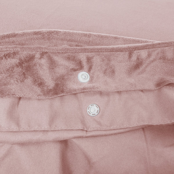 Velvet Duvet Cover Set Piping | Pink | Double - 200cm (W) x 220cm (L) - The Bedding & Blankets Store