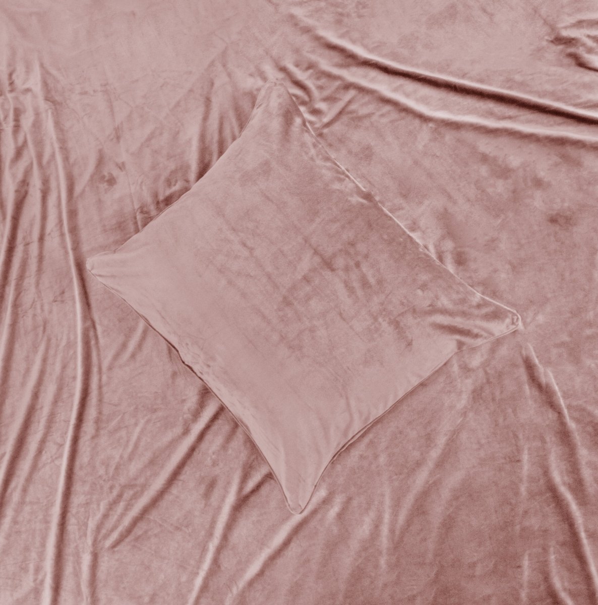 Velvet Duvet Cover Set Piping | Pink | Double - 200cm (W) x 220cm (L) - The Bedding & Blankets Store