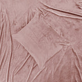 Velvet Duvet Cover Set Piping | Pink | Double - 200cm (W) x 220cm (L) - The Bedding & Blankets Store
