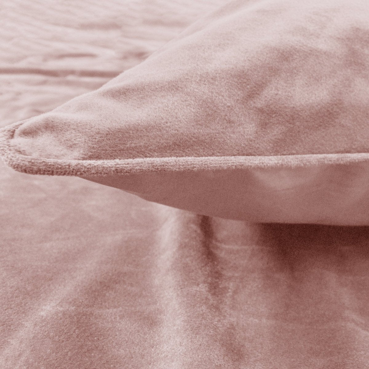 Velvet Duvet Cover Set Piping | Pink | Double - 200cm (W) x 220cm (L) - The Bedding & Blankets Store