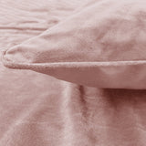 Velvet Duvet Cover Set Piping | Pink | Double - 200cm (W) x 220cm (L) - The Bedding & Blankets Store