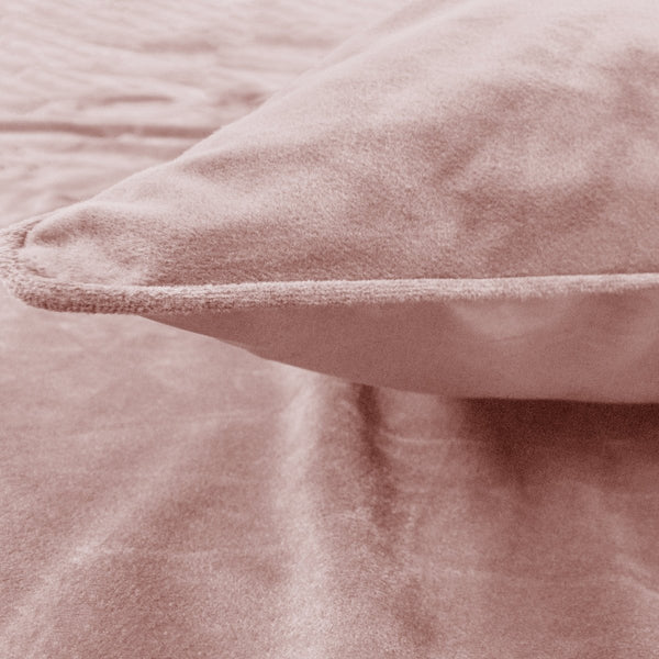 Velvet Duvet Cover Set Piping | Pink | Double - 200cm (W) x 220cm (L) - The Bedding & Blankets Store