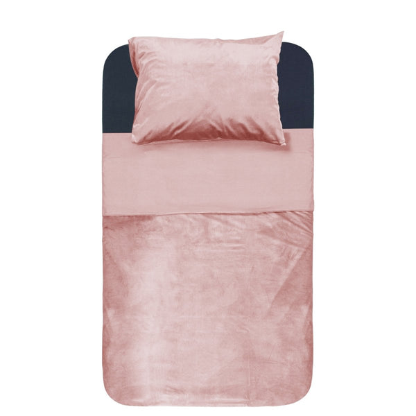 Velvet Duvet Cover Set Piping | Pink | Single - 140cm (W) x 220cm (L) - The Bedding & Blankets Store