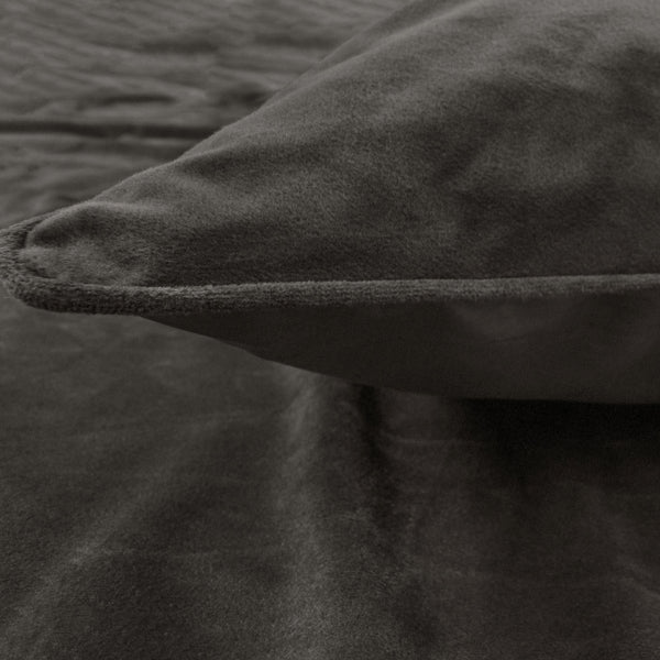 Velvet Duvet Cover Set Piping | Taupe | Single - 140cm (W) x 220cm (L) - The Bedding & Blankets Store
