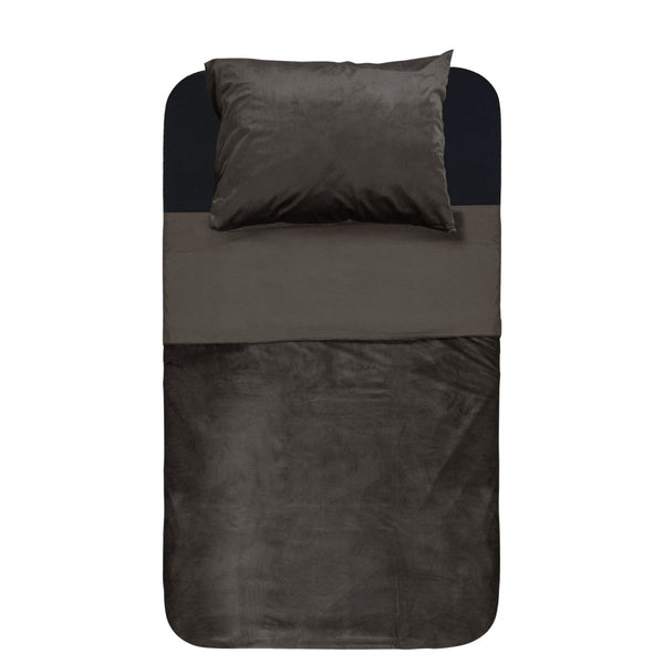 Velvet Duvet Cover Set Piping | Taupe | Single - 140cm (W) x 220cm (L) - The Bedding & Blankets Store
