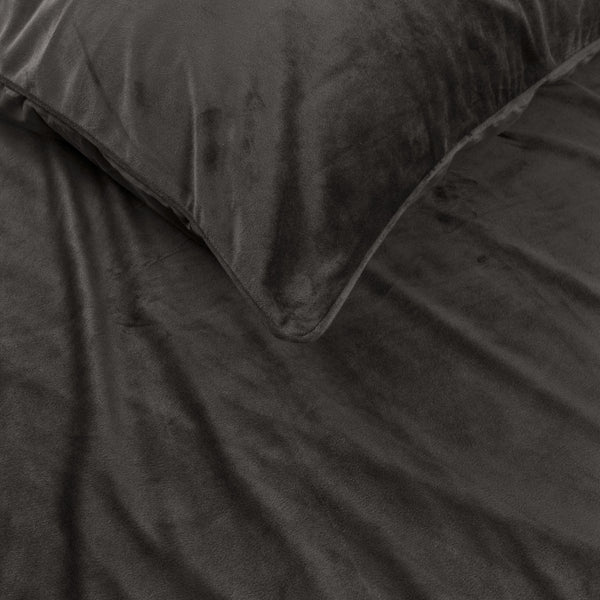 Velvet Duvet Cover Set Piping | Taupe | Single - 140cm (W) x 220cm (L) - The Bedding & Blankets Store