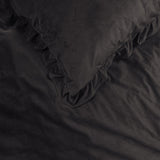 Velvet Duvet Cover Set Ruffles | Black | Double - 200cm (W) x 220cm (L) - The Bedding & Blankets Store