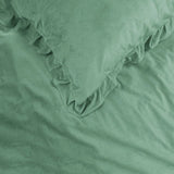 Velvet Duvet Cover Set Ruffles | Green | Double - 200cm (W) x 220cm (L) - The Bedding & Blankets Store