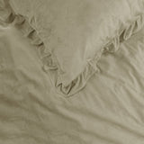 Velvet Duvet Cover Set Ruffles | Taupe | Double - 200cm (W) x 220cm (L) - The Bedding & Blankets Store