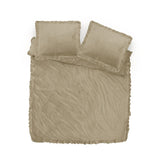 Velvet Duvet Cover Set Ruffles | Taupe | Double - 200cm (W) x 220cm (L) - The Bedding & Blankets Store