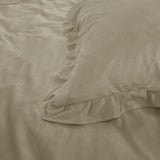 Velvet Duvet Cover Set Ruffles | Taupe | Double - 200cm (W) x 220cm (L) - The Bedding & Blankets Store