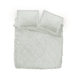 Velvet Duvet Cover Set Ruffles | White | Double - 200cm (W) x 220cm (L) - The Bedding & Blankets Store