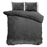 Velvet Duvet Cover Set Solid | Anthracite | Double - 200cm (W) x 220cm (L) - The Bedding & Blankets Store