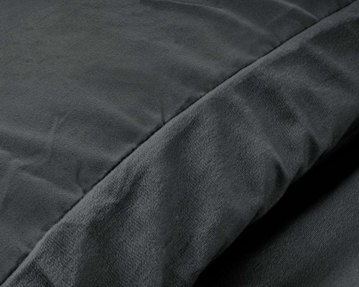 Velvet Duvet Cover Set Solid | Anthracite | Single - 140cm (W) x 220cm (L) - The Bedding & Blankets Store