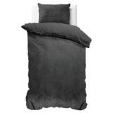 Velvet Duvet Cover Set Solid | Anthracite | Single - 140cm (W) x 220cm (L) - The Bedding & Blankets Store