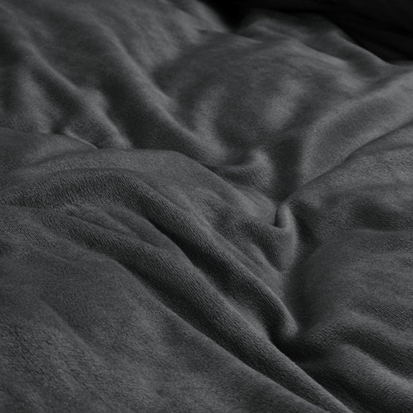 Velvet Duvet Cover Set Solid | Anthracite | Single - 140cm (W) x 220cm (L) - The Bedding & Blankets Store