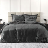Velvet Duvet Cover Set Solid | Anthracite | Single - 140cm (W) x 220cm (L) - The Bedding & Blankets Store