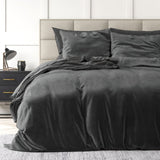 Velvet Duvet Cover Set Solid | Anthracite | Single - 140cm (W) x 220cm (L) - The Bedding & Blankets Store