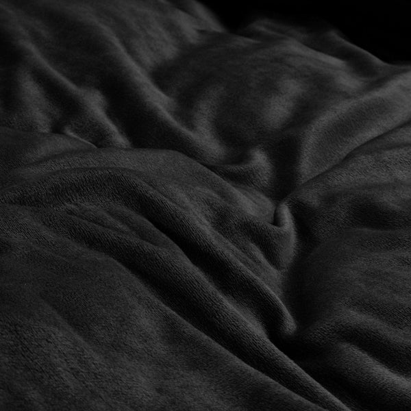 Velvet Duvet Cover Set Solid | Black | Double - 200cm (W) x 220cm (L) - The Bedding & Blankets Store