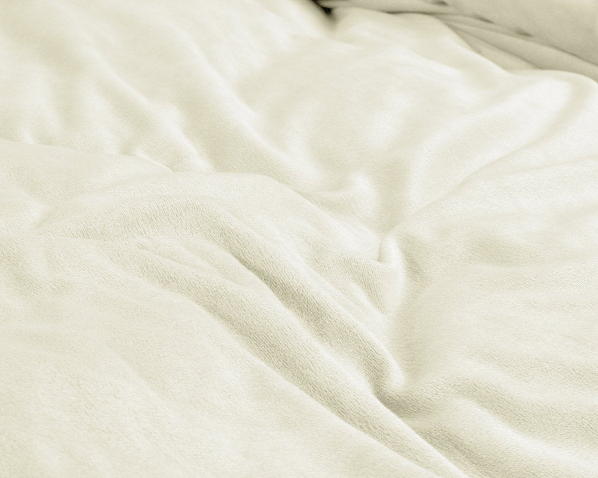 Velvet Duvet Cover Set Solid | Cream | Single - 140cm (W) x 220cm (L) - The Bedding & Blankets Store