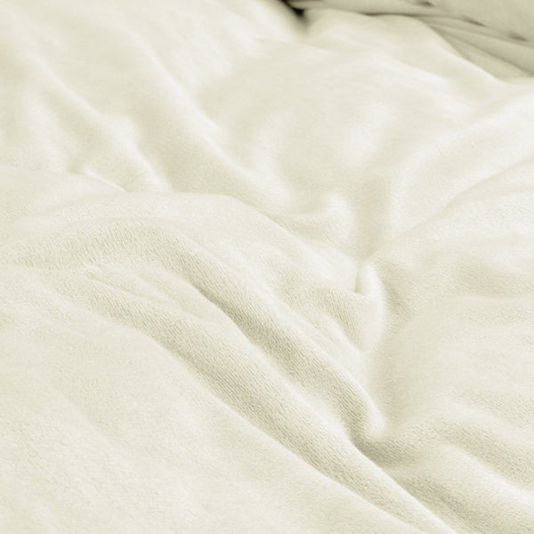Velvet Duvet Cover Set Solid | Cream | Single - 140cm (W) x 220cm (L) - The Bedding & Blankets Store