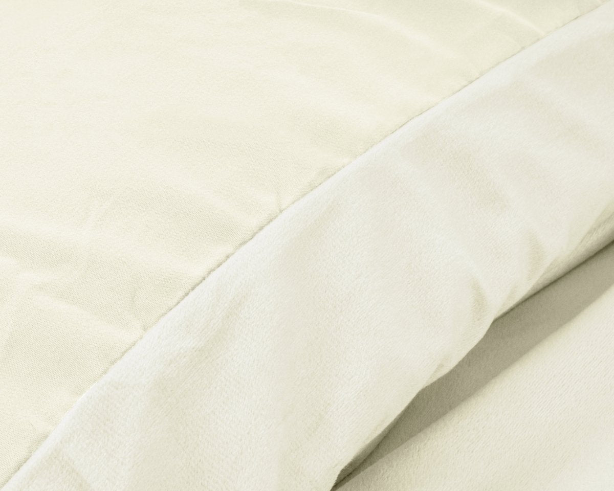 Velvet Duvet Cover Set Solid | Cream | Single - 140cm (W) x 220cm (L) - The Bedding & Blankets Store