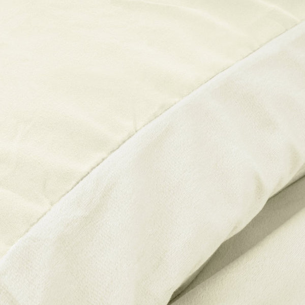 Velvet Duvet Cover Set Solid | Cream | Single - 140cm (W) x 220cm (L) - The Bedding & Blankets Store